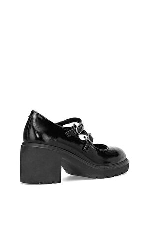 Mammamia D25KA-160 Kadın Hakiki Rugan Deri Klasik Topuklu Ayakkabı Siyah