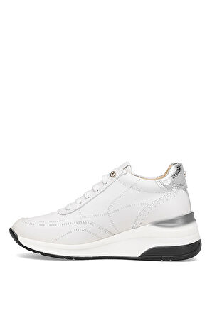 Mammamia D25KA-7300 Kadın Hakiki Deri Dolgu Topuk Ayakkabı Beyaz