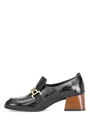 Mammamia D25KA-995 Kadın Hakiki Rugan Deri Klasik Topuklu Ayakkabı Siyah