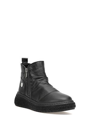 Mammamia D25KB-1005 Kadın Hakiki Deri Düz Bot Siyah