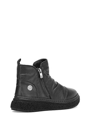 Mammamia D25KB-1005 Kadın Hakiki Deri Düz Bot Siyah