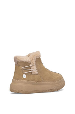 Mammamia D25KB-1540 Kadın Hakiki Nubuk Deri Düz Bot Bej