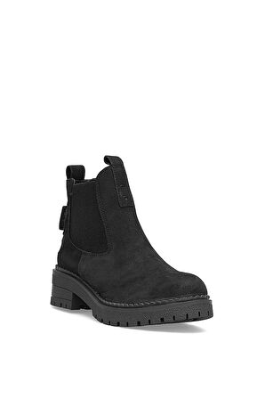 Mammamia D25KB-1625 Kadın Hakiki Nubuk Deri Chelsea Bot Siyah