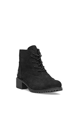 Mammamia D25KB-1645 Kadın Hakiki Nubuk Deri Topuklu Bot Siyah