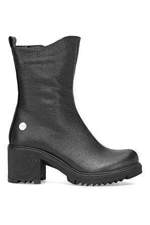 Mammamia D25KB-1700 Kadın Hakiki Deri Topuklu Bot Siyah