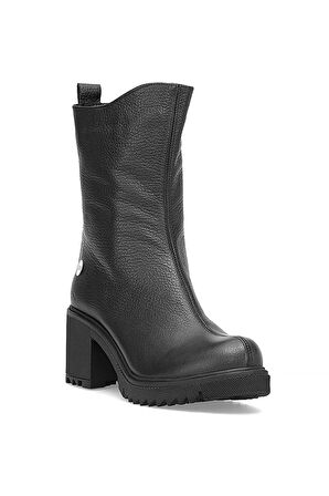 Mammamia D25KB-1700 Kadın Hakiki Deri Topuklu Bot Siyah