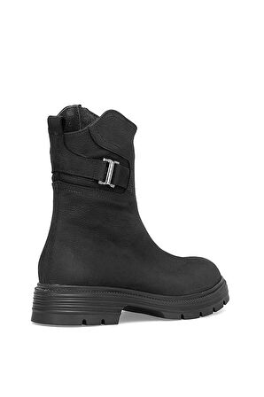 Mammamia D25KB-1945 Kadın Hakiki Nubuk Deri Topuklu Bot Siyah