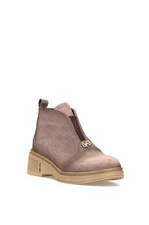 Mammamia D25KB-8085 Kadın Hakiki Nubuk Deri Düz Bot Vizon