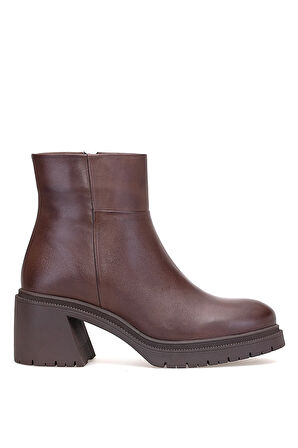 Mammamia D25KB-8470 Kadın Hakiki Deri Topuklu Bot Kahverengi