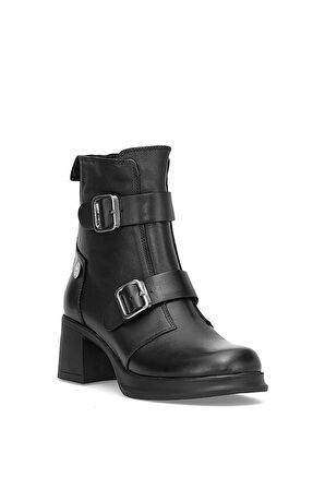 Mammamia D25KB-8570 Kadın Hakiki Deri Topuklu Bot Siyah