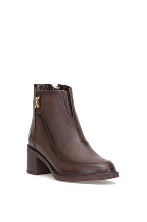 Mammamia D25KB-1910 Kadın Hakiki Deri Topuklu Bot Kahverengi