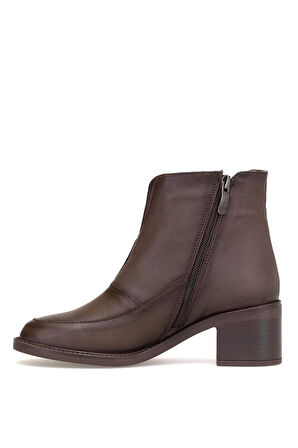 Mammamia D25KB-1910 Kadın Hakiki Deri Topuklu Bot Kahverengi