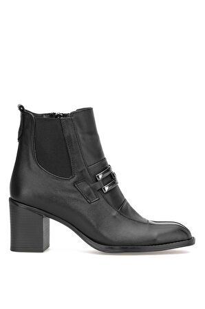 Elit Brivelle Kadın Hakiki Deri Topuklu Bot Siyah