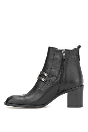 Elit Brivelle Kadın Hakiki Deri Topuklu Bot Siyah