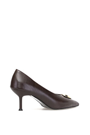 Elit PM486 K217 Kadın Klasik Topuklu Ayakkabı Kahverengi