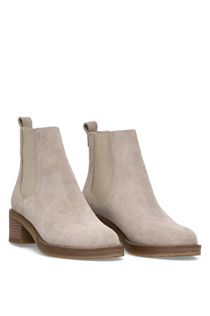 Elit Evelindra Kadın Hakiki Süet Deri Chelsea Bot Bej
