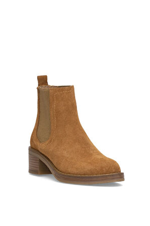 Elit Evelindra Kadın Hakiki Süet Deri Chelsea Bot Taba