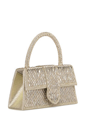 Guja 25KC1285 Kadın Taşlı El Abiye Çanta Altın