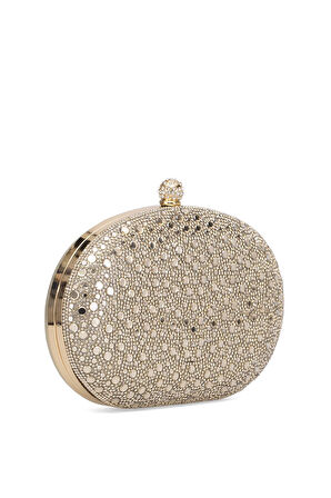 Guja 25KC1288 Kadın Taşlı Kutu Abiye Çanta Altın