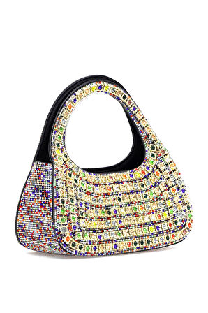 Guja 25YG586 Kadın Taşlı Abiye Çanta Çok Renkli