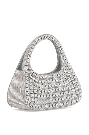 Guja 25YG586 Kadın Taşlı Abiye Çanta Gümüş
