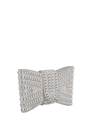 Guja 25YG591 Kadın Taşlı Abiye Çanta Gümüş