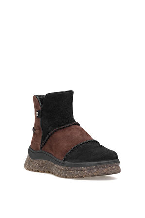 Mammamia D25KB-4090 Kadın Hakiki Nubuk Deri Düz Bot Siyah