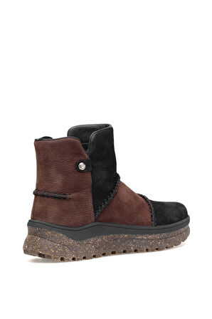 Mammamia D25KB-4090 Kadın Hakiki Nubuk Deri Düz Bot Siyah