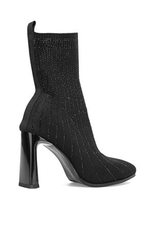 Guja 25K104 Kadın Taşlı Topuklu Bot Siyah