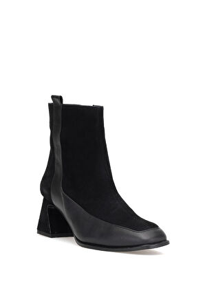 Elit Cordelia Kadın Hakiki Rugan Deri Klasik Topuklu Bot Siyah