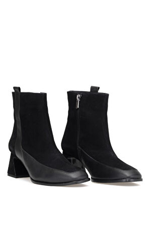 Elit Cordelia Kadın Hakiki Rugan Deri Klasik Topuklu Bot Siyah