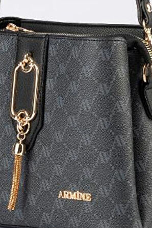Armine 361 Kadın Omuz Çantası Siyah Baskılı