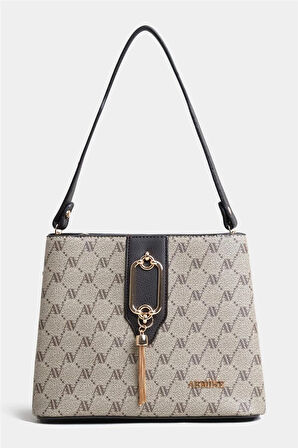 Armine 361 Kadın Omuz Çantası Vizon Baskılı