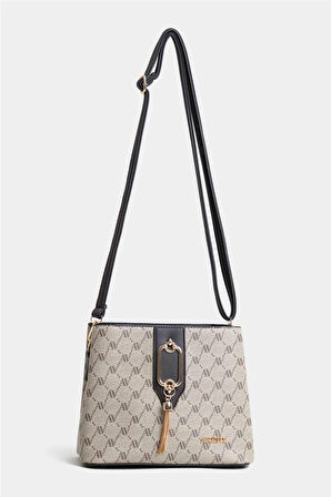 Armine 361 Kadın Omuz Çantası Vizon Baskılı