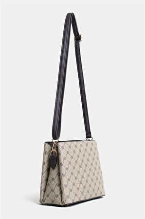 Armine 361 Kadın Omuz Çantası Vizon Baskılı