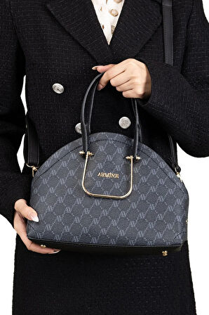 Armine 365 Kadın Omuz Çantası Siyah Baskılı