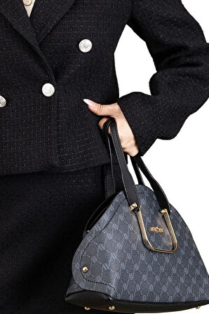 Armine 365 Kadın Omuz Çantası Siyah Baskılı