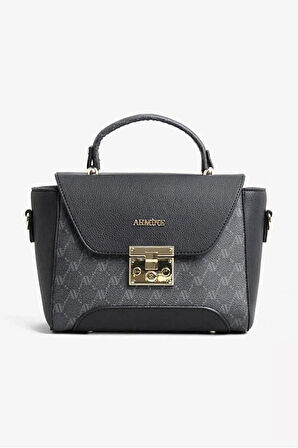 Armine 378 Kadın Omuz Çantası Siyah Baskılı