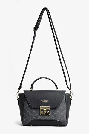 Armine 378 Kadın Omuz Çantası Siyah Baskılı