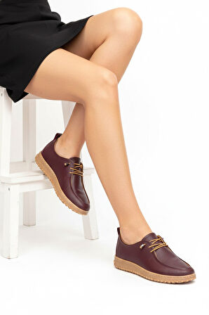 Elit ASSCL100 Kadın Hakiki Deri Casual Ayakkabı Bordo