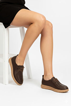 Elit ASSCL100 Kadın Hakiki Deri Casual Ayakkabı Kahverengi