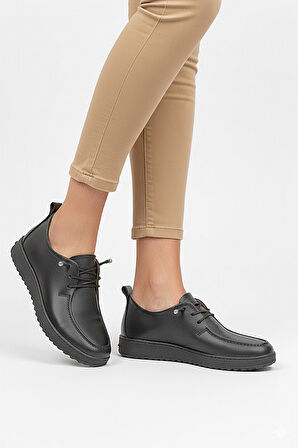 Elit ASSCL100 Kadın Hakiki Deri Casual Ayakkabı Siyah