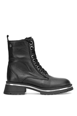 Mammamia D25KB-4610 Kadın Hakiki Deri Topuklu Bot Siyah