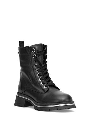 Mammamia D25KB-4610 Kadın Hakiki Deri Topuklu Bot Siyah