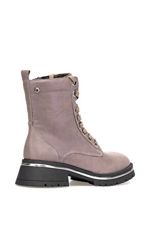 Mammamia D25KB-4610 Kadın Hakiki Deri Topuklu Bot Vizon