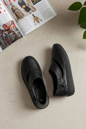 Elit 26YSLNVT03C Kadın Hakiki Deri Espadril Siyah