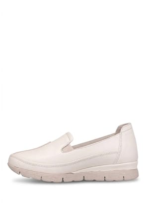 Mammamia D26YA-3985 Kadın Hakiki Deri Casual Ayakkabı Krem