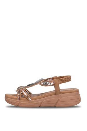 Guja 26Y154-2 Kadın Taşlı Düz Sandalet Camel