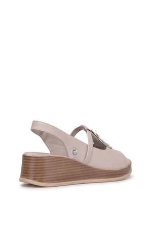 Mammamia D26YS-5045 Kadın Hakiki Deri Dolgu Topuk Sandalet Gri