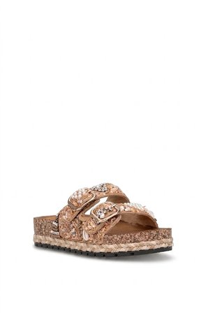 Guja 26Y217-9 Kadın Taşlı Düz Terlik Camel